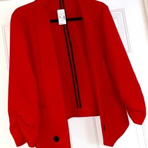 Chic red blazer with accent buttons